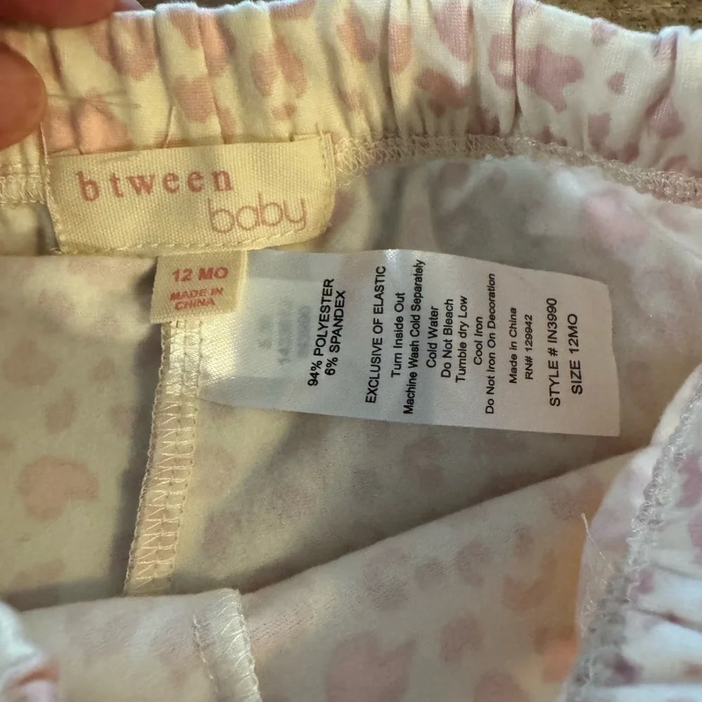 btween Pink Teddy Bear Cozy Fleece 2 Piece Animal print Set w/ Headband,Size 12M